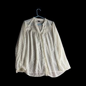 Torrid Cliffon clip Dop w Contrasting Eyelet Fairy Blouse Cottage Core SZ 1 -